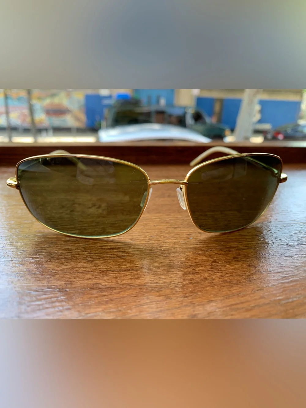 OLIVER PEOPLES TRUCE VFX POLARIZED Titanium 62 16-130 GOLD Frames GREEN Lens